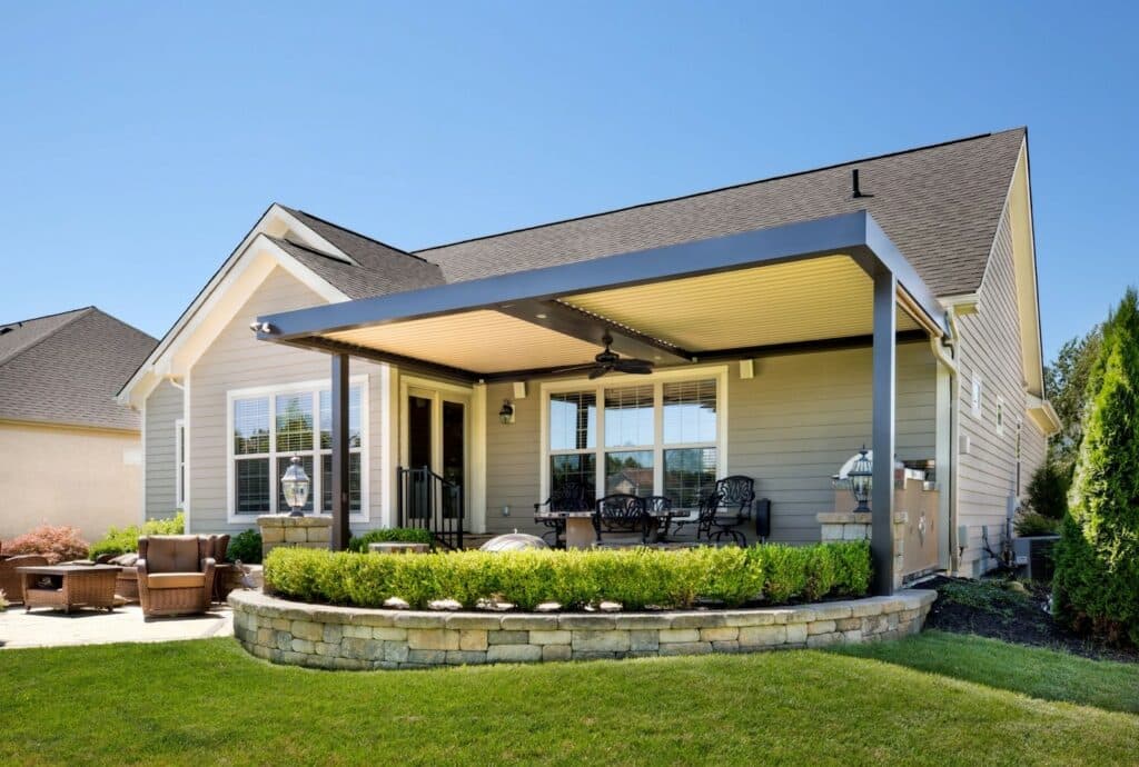 white louvers roof pergola with aluminum frame