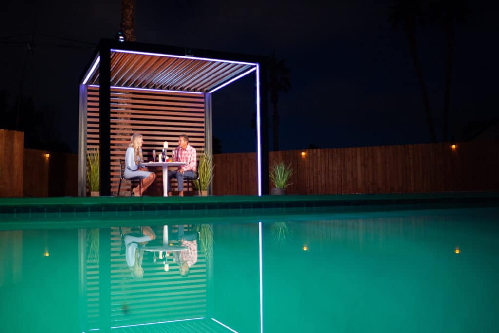 white louvers roof pool side