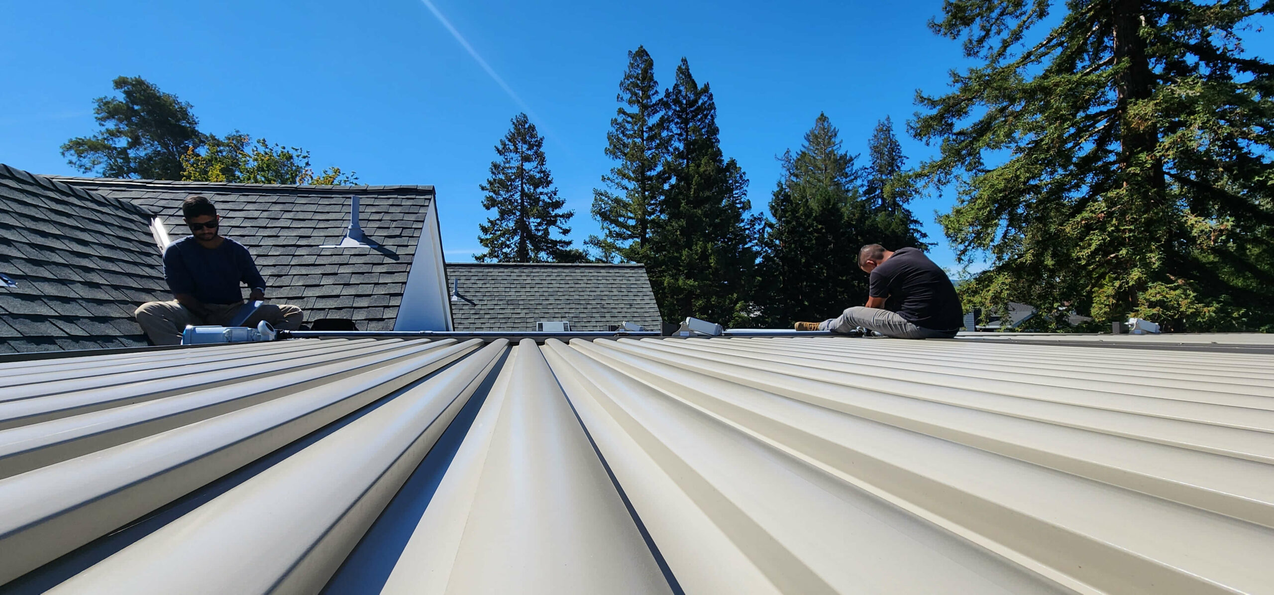 Crews working on a pergola installation - Building a pergola - Pergola builder California