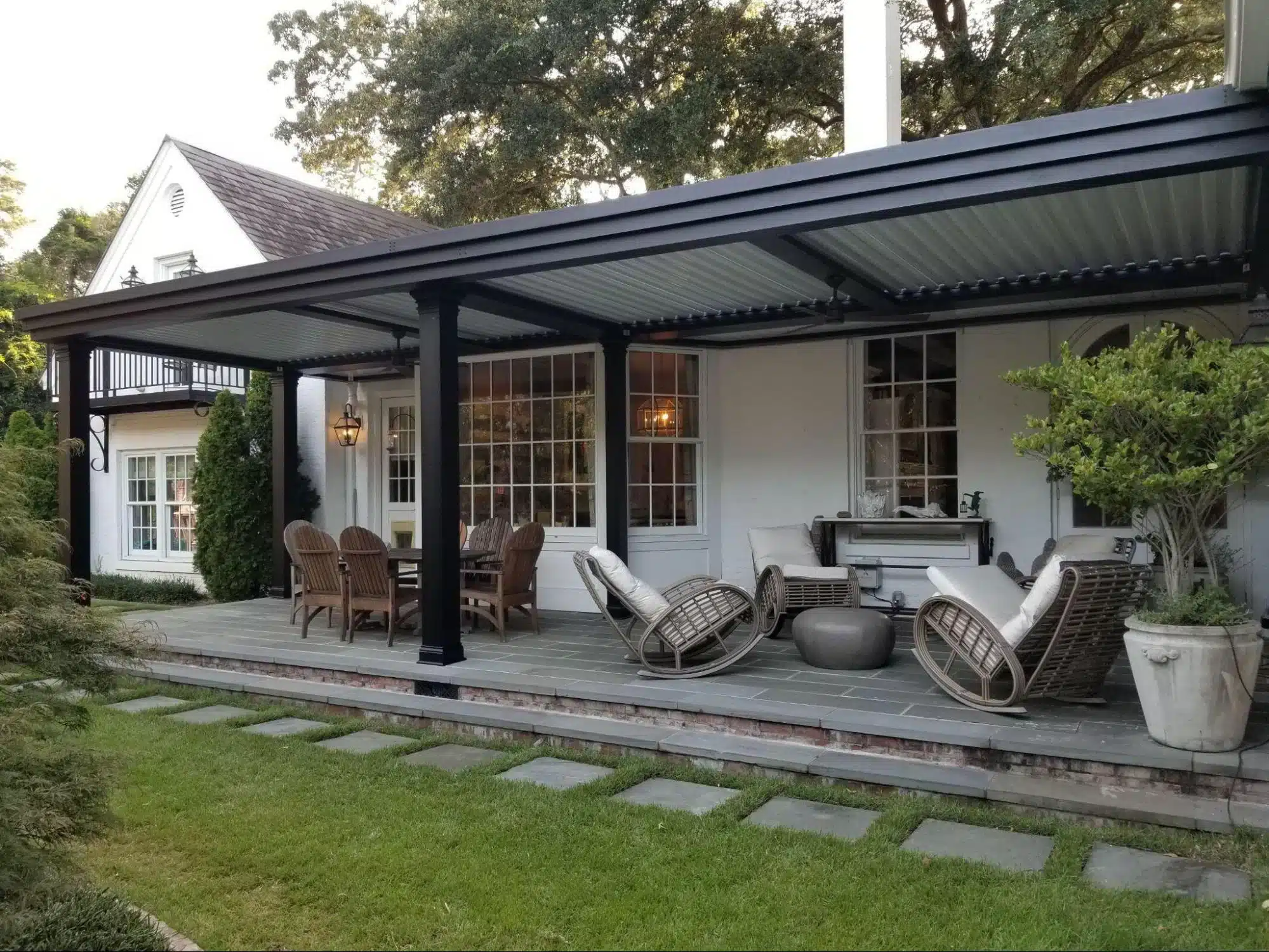 Photo of a pergola providing cover for a porch